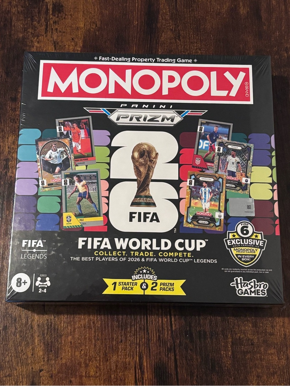 2026 Panini Prizm Monopoly FIFA World Cup Game Board w/Gold Ice Prizms -New